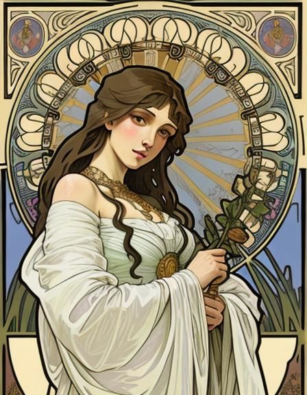 In the style of Alphonse Mucha