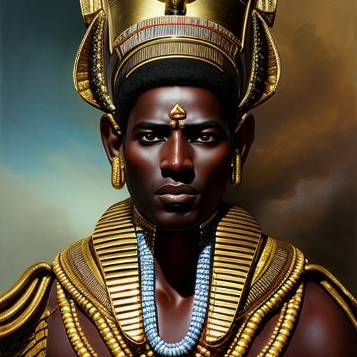 close up male african ancient egyptian pharaoh in africa:: dark skin ...