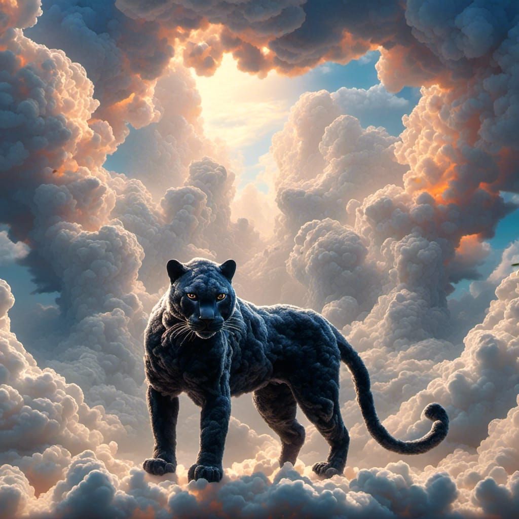 <lora:Cloud Animals:1.0> Black cloud panther