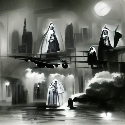 concept art film noir, The nuns return to the air