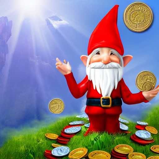high resolution gnome with coins