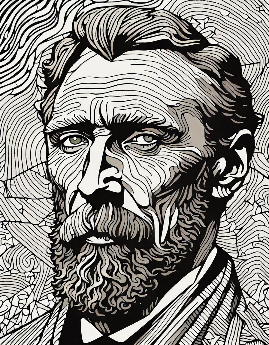 Line art, Self portrait  by @Art_KJ