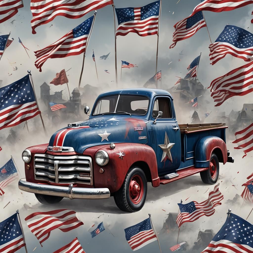 FANTASY PATRIOTIC 1948 GMC AMERICAN FLAG pick up truck, VIVID FLAG ...