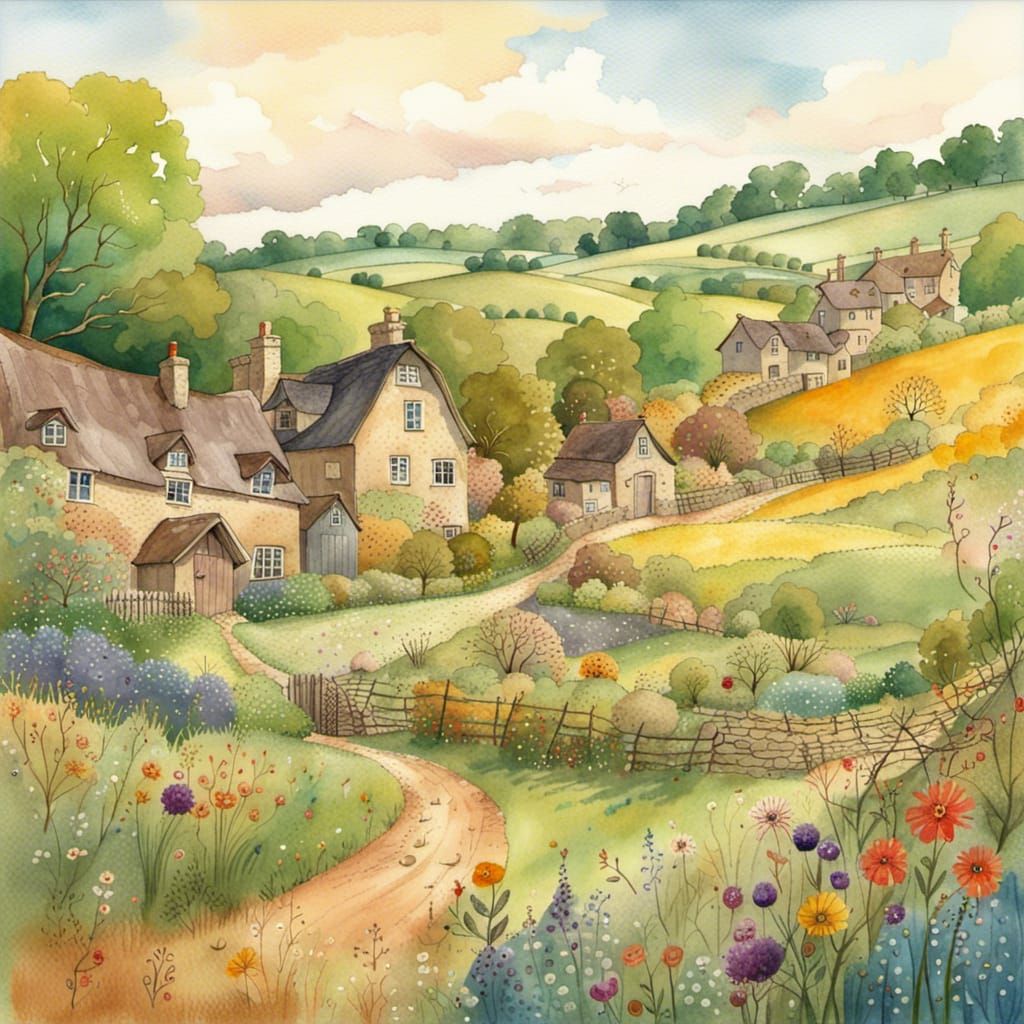 Cotswold fields AI Generated Artwork NightCafe Creator