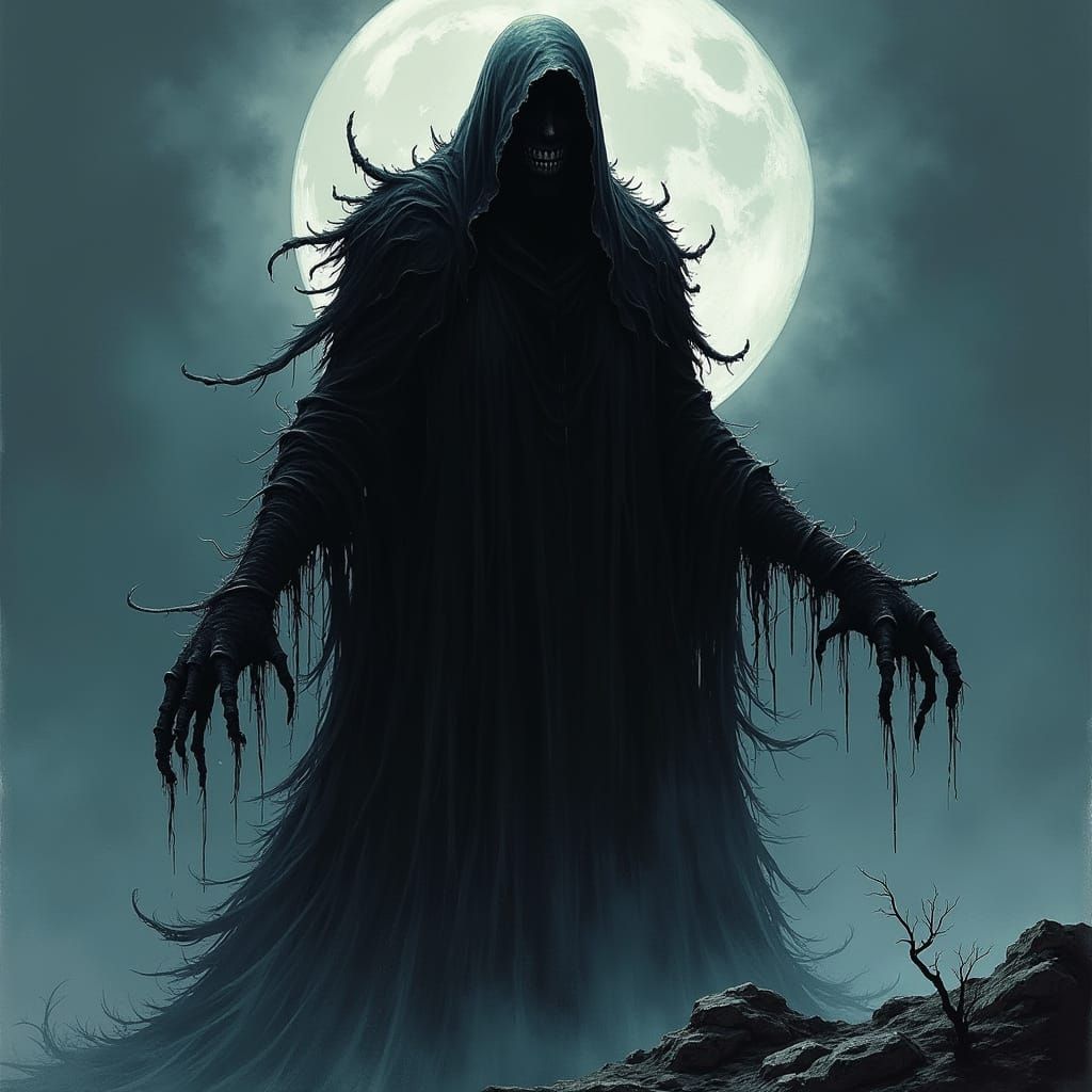 Malevolent Figure in Dark, Gothic Surrealism