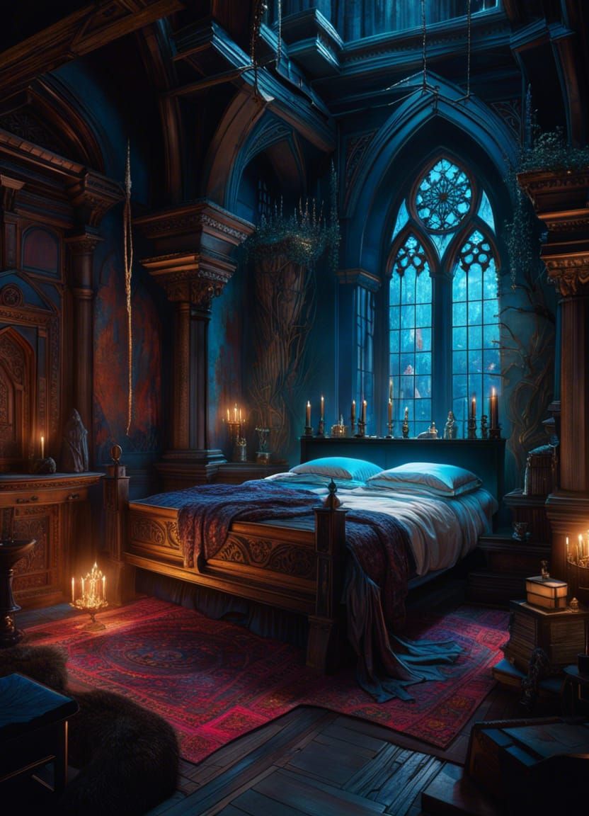 Dark Magic Style Bedroom! - AI Generated Artwork - NightCafe Creator