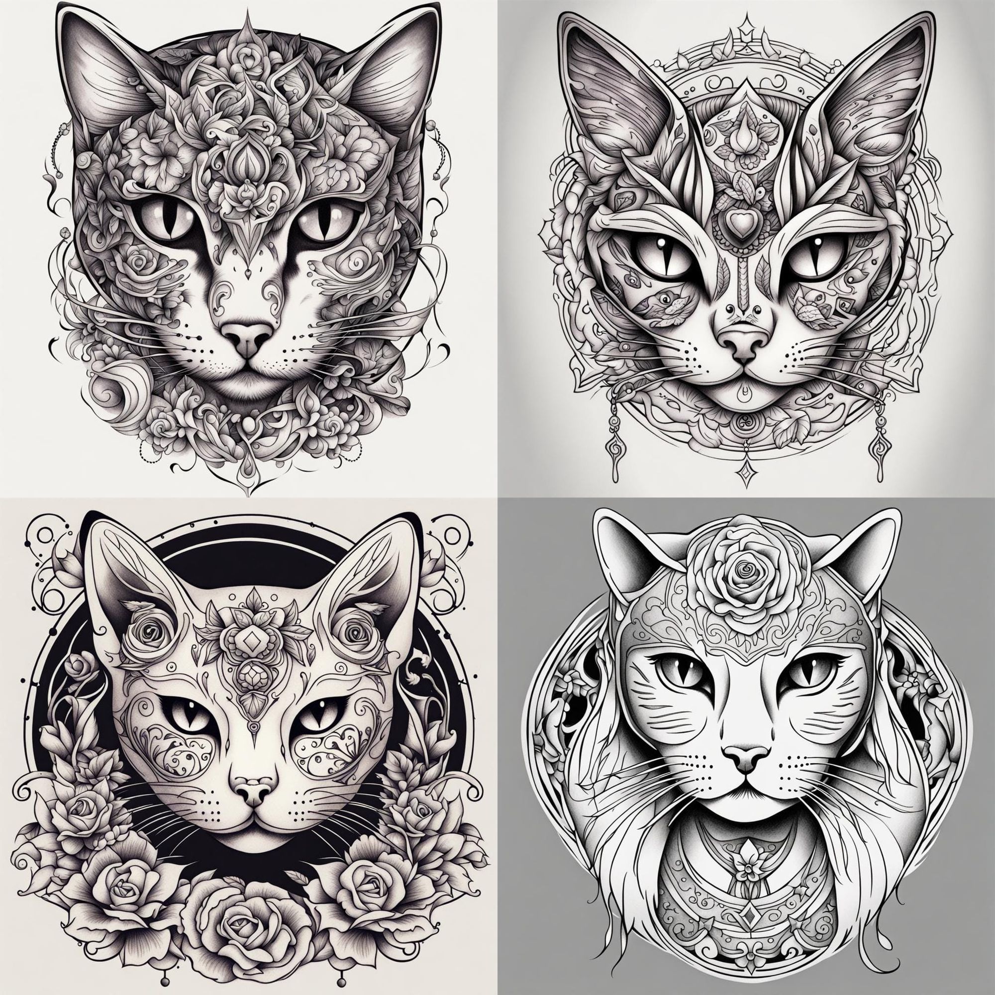Geometric Orange Cat Portrait Tattoo Design – Tattoos Wizard Designs