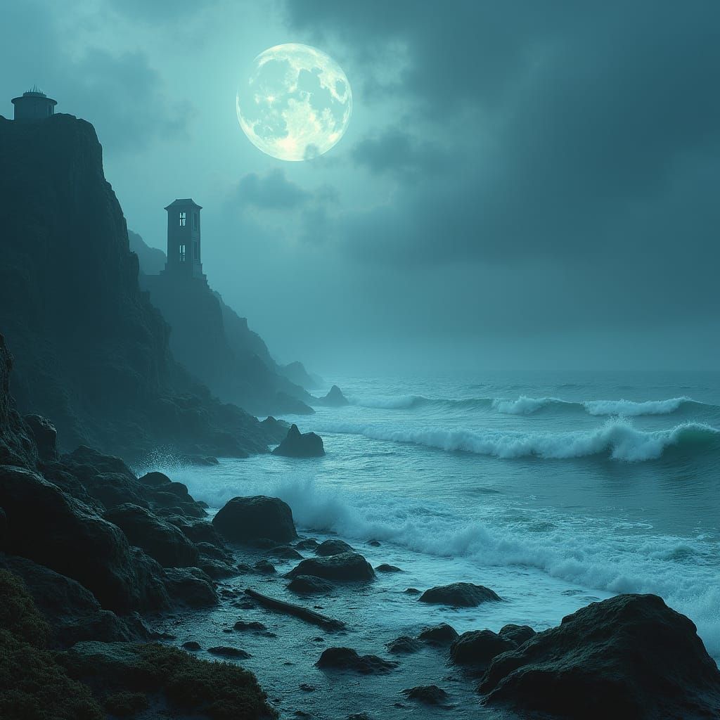 Turbulent Sea: Mystical Fantasy Concept Art