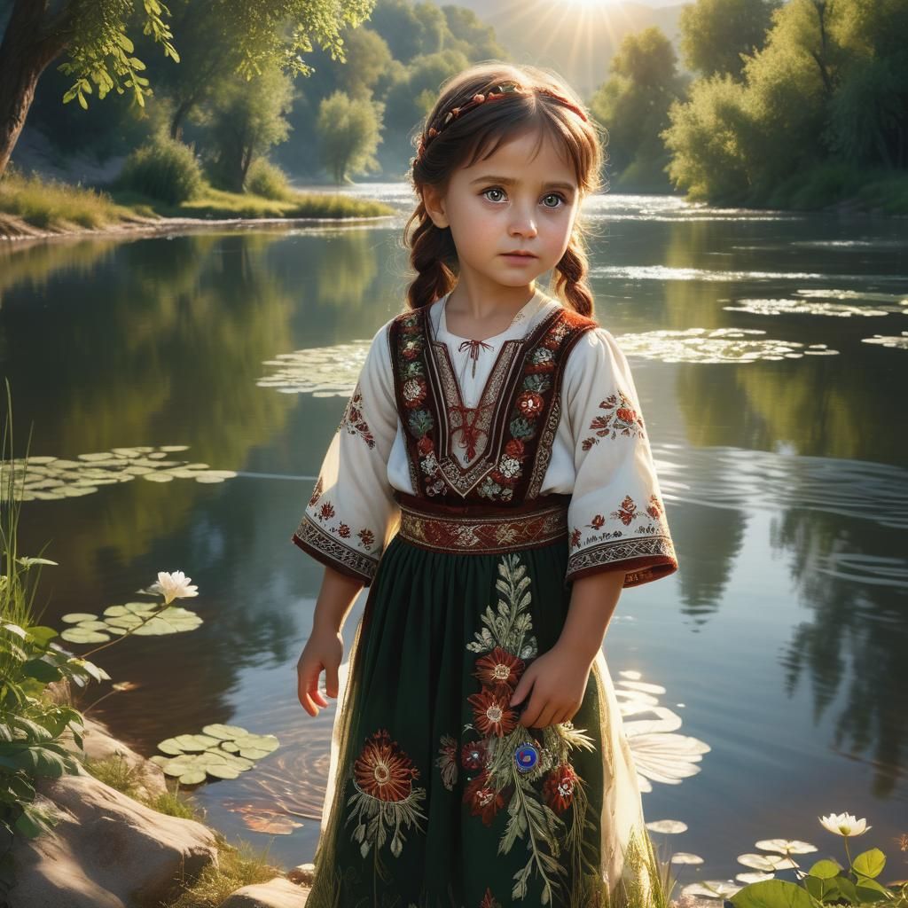 Girl in Serbian Dress: Digital Matte Painting