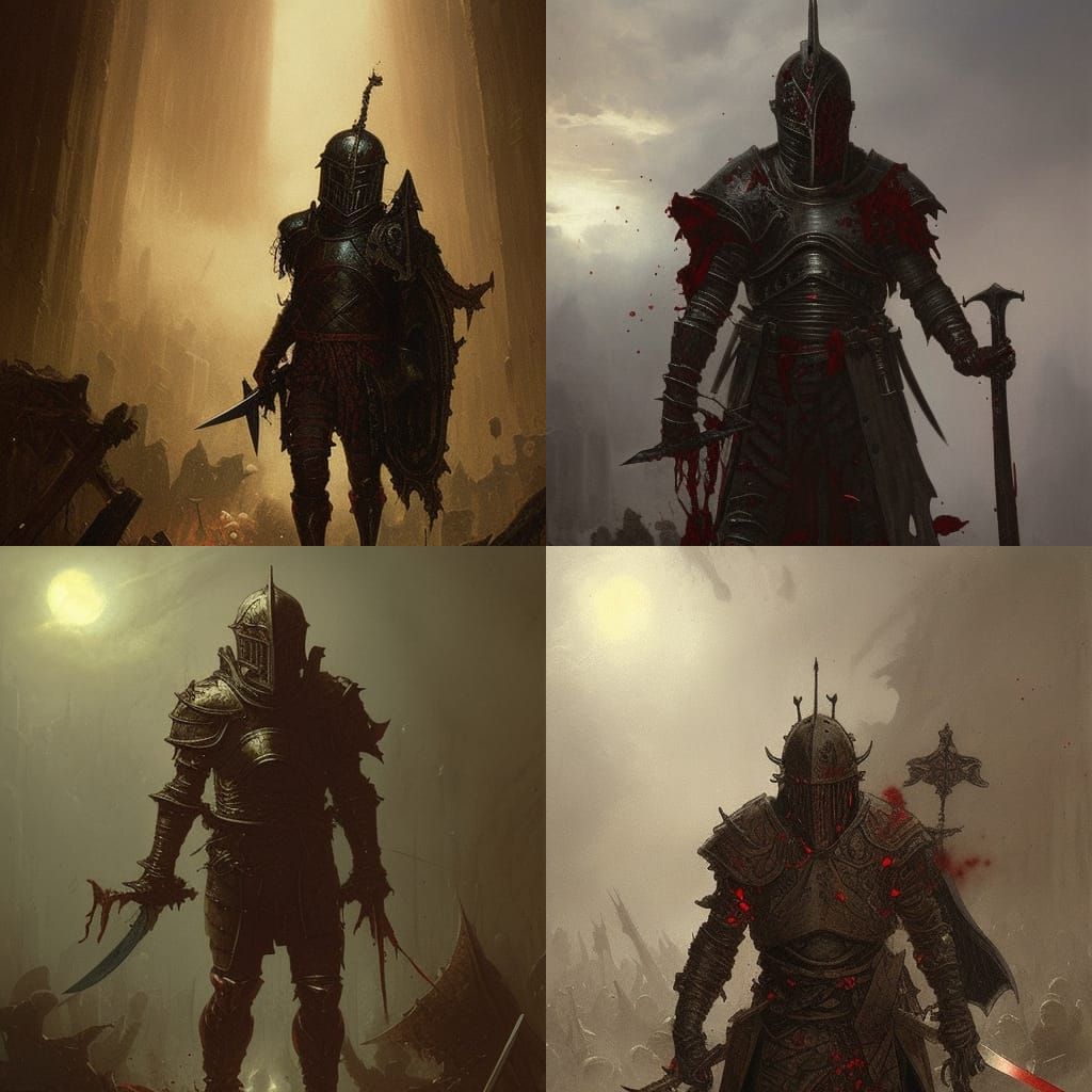 Goblin Slayer in Bleak Armor: Horror Illustration