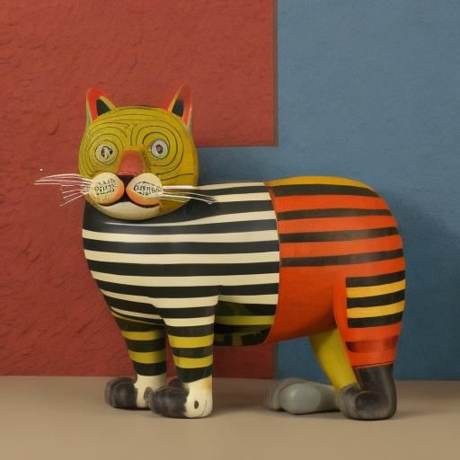 <lora:Whimsey-Wood-DSv8:1.0>Curled up sleeping cat, colourfu...