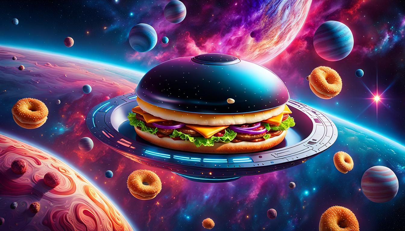 Burger Spaceship - AI Generated Artwork - NightCafe Creator