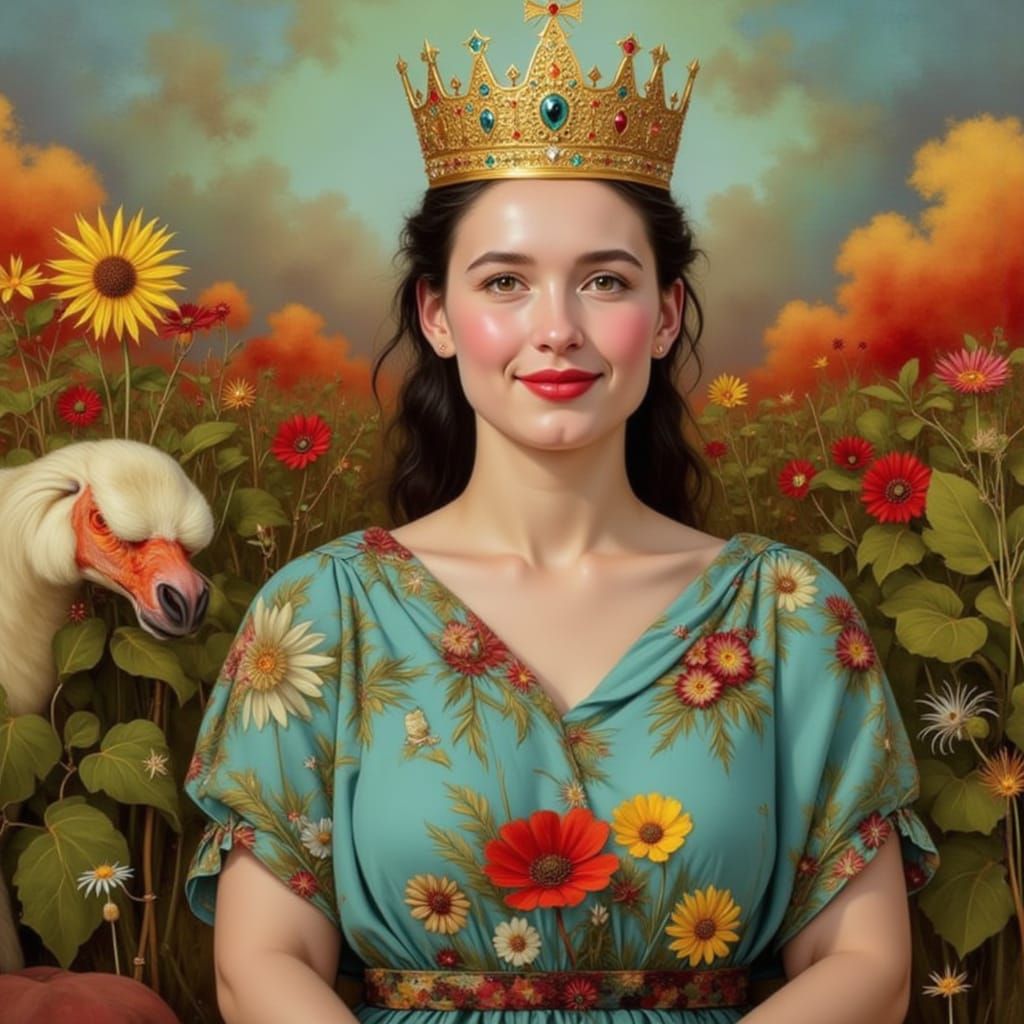 Miss Queen has a new crown. <lora:Africa - Karoo:1.2> Painterly, exuberant atmosphere, beautiful