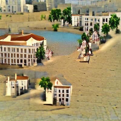 18th century city in summer
