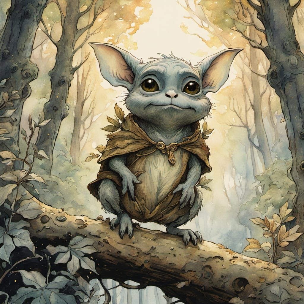 Whimsical Forest Encounter in Quarelle Wet on Dry Style