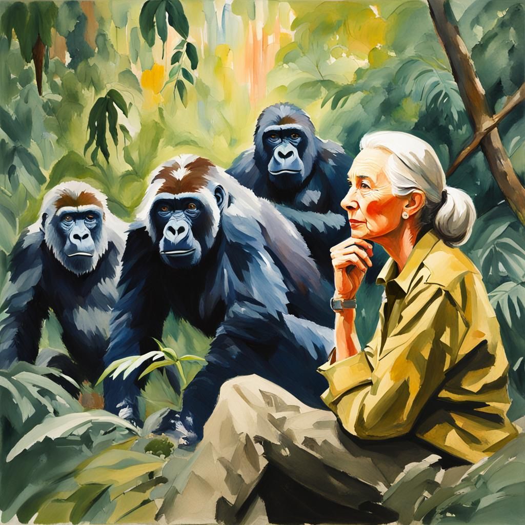 Jane Goodall, observing gorillas  by @Madam Bone Collector