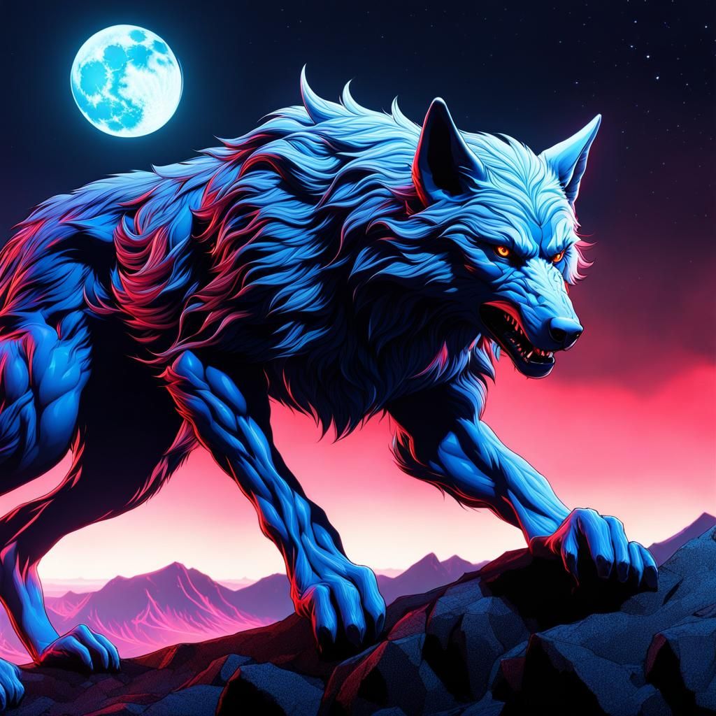 Of Wolf and The Moon - AI Generated Artwork - NightCafe Creator