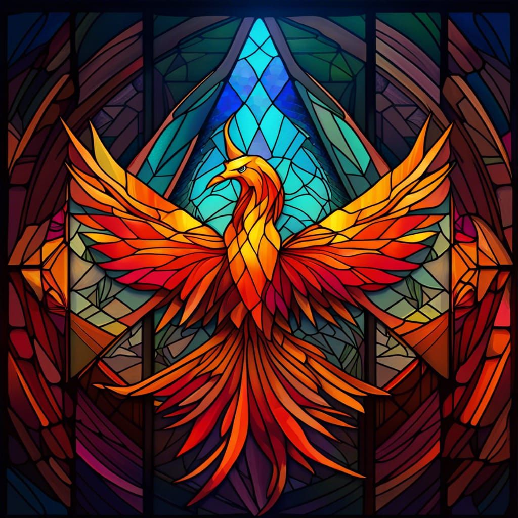 Stained Glass Phoenix AI Generated Artwork NightCafe Creator