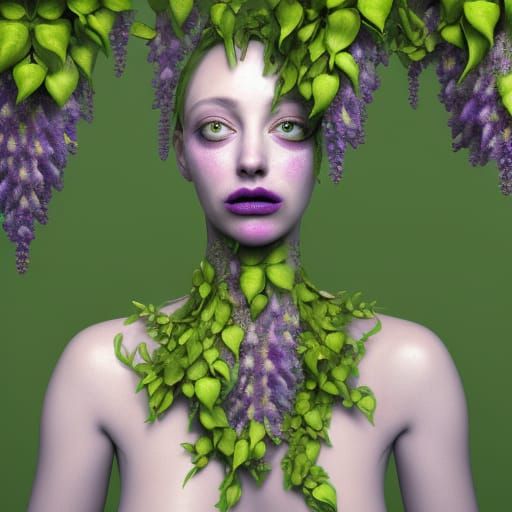 Refined beauty horror, hyperdetailed eyes, vomiting flowers,...