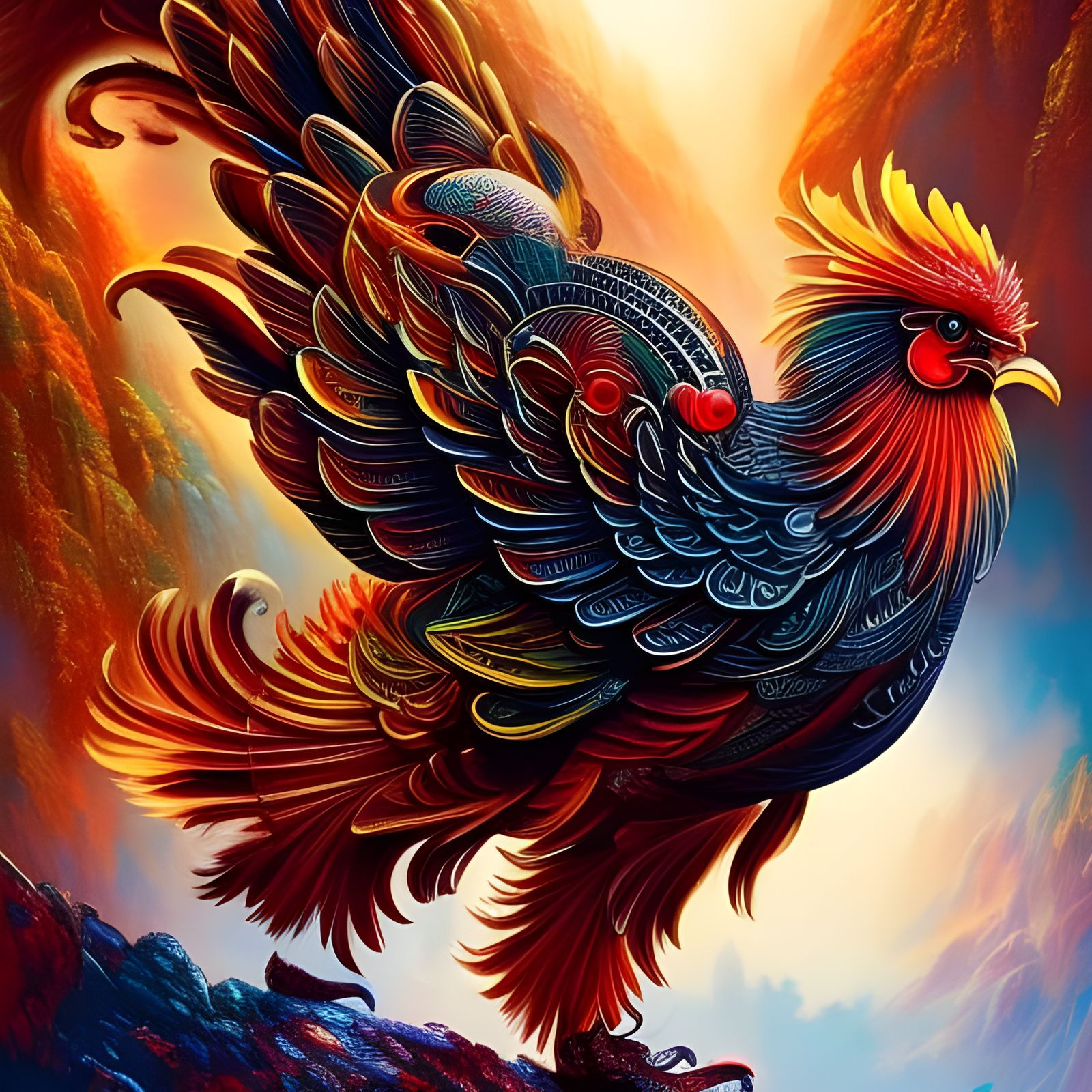 Prehistoric rooster - AI Generated Artwork - NightCafe Creator