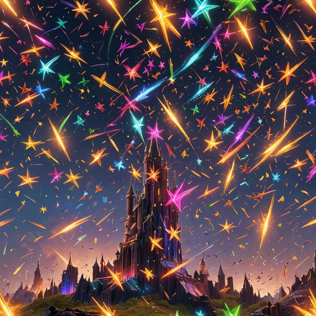 Rainbow shooting stars