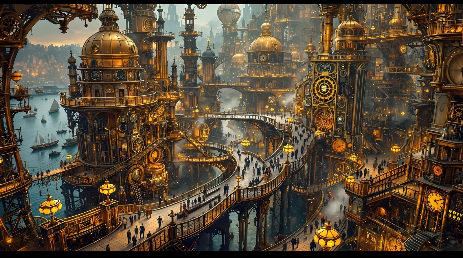 A Vibrant Steampunk Port City  by @Gary DeVeau