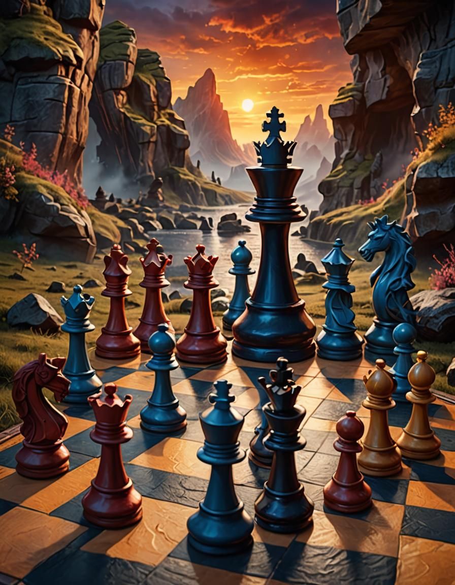 Chess at sunset.