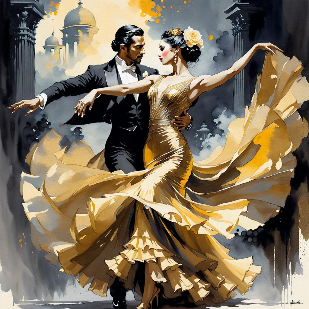Golden Flamenco Dancers  by @CasaRosa