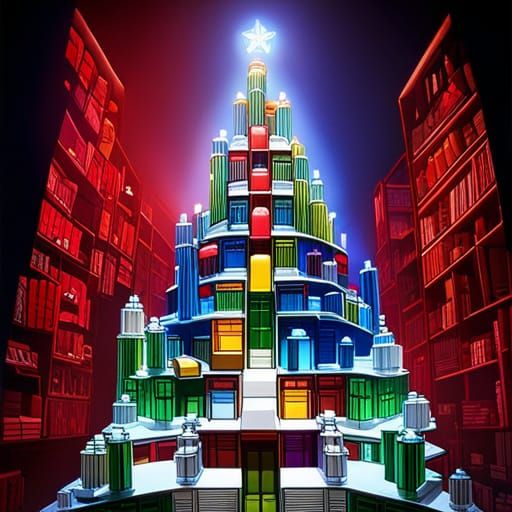 Christmas tree made Tetris shapes
