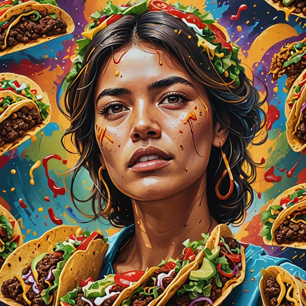 Dreaming Of Tacos Hyperrealistic, Splash Art, Concept Art, Mid Shot 