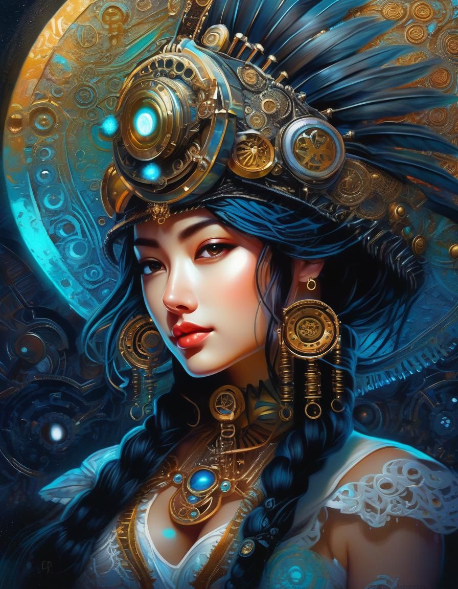 (Illustration of Strong Expression moonlit painting seen fro...