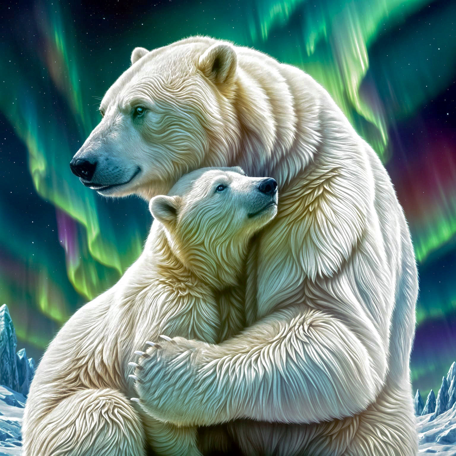 Polar bear embrace