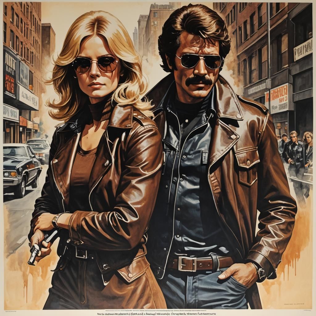 1970s-style movie poster featuring a daring cop duo