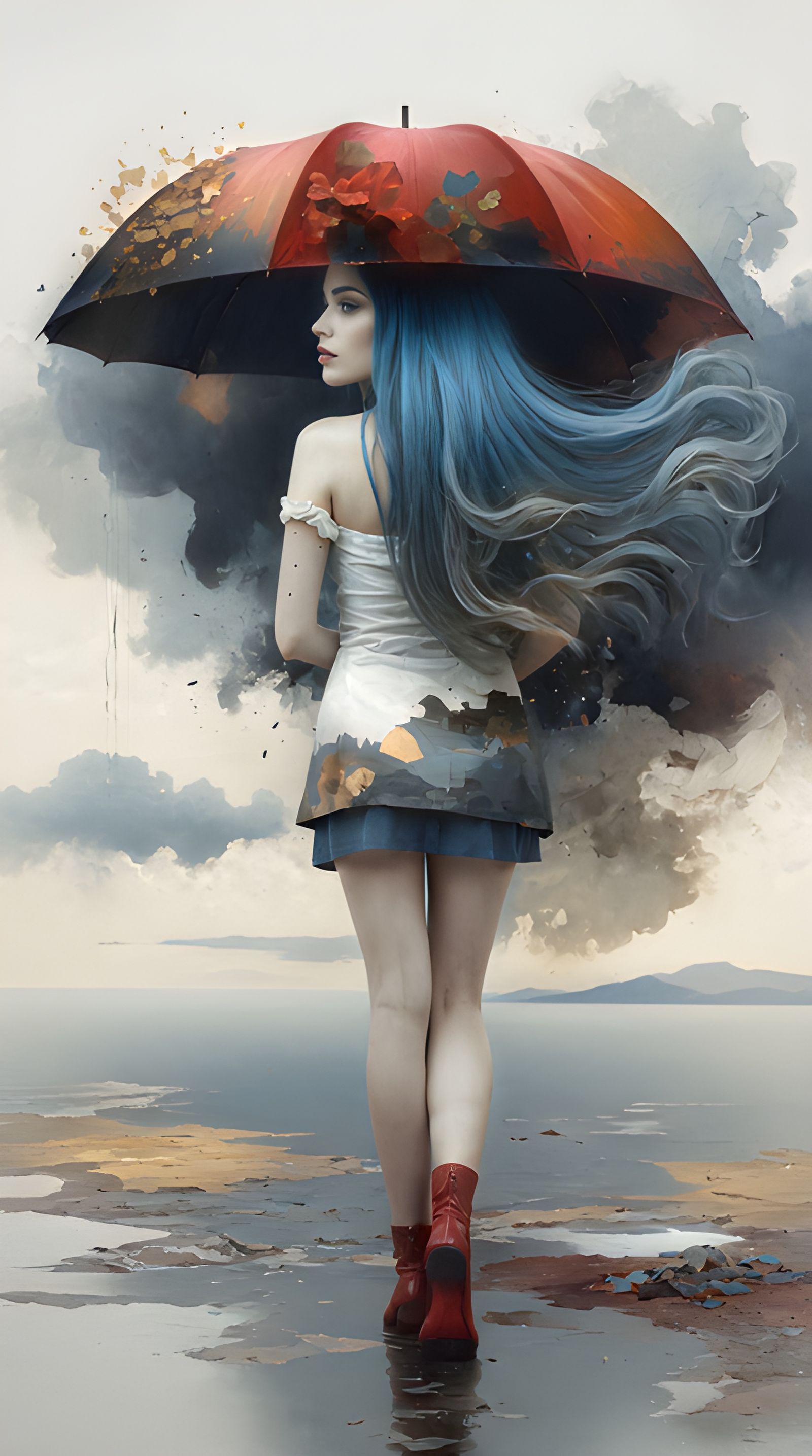 artistic portrait oil paint + collage style