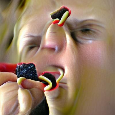 Person eating licorice