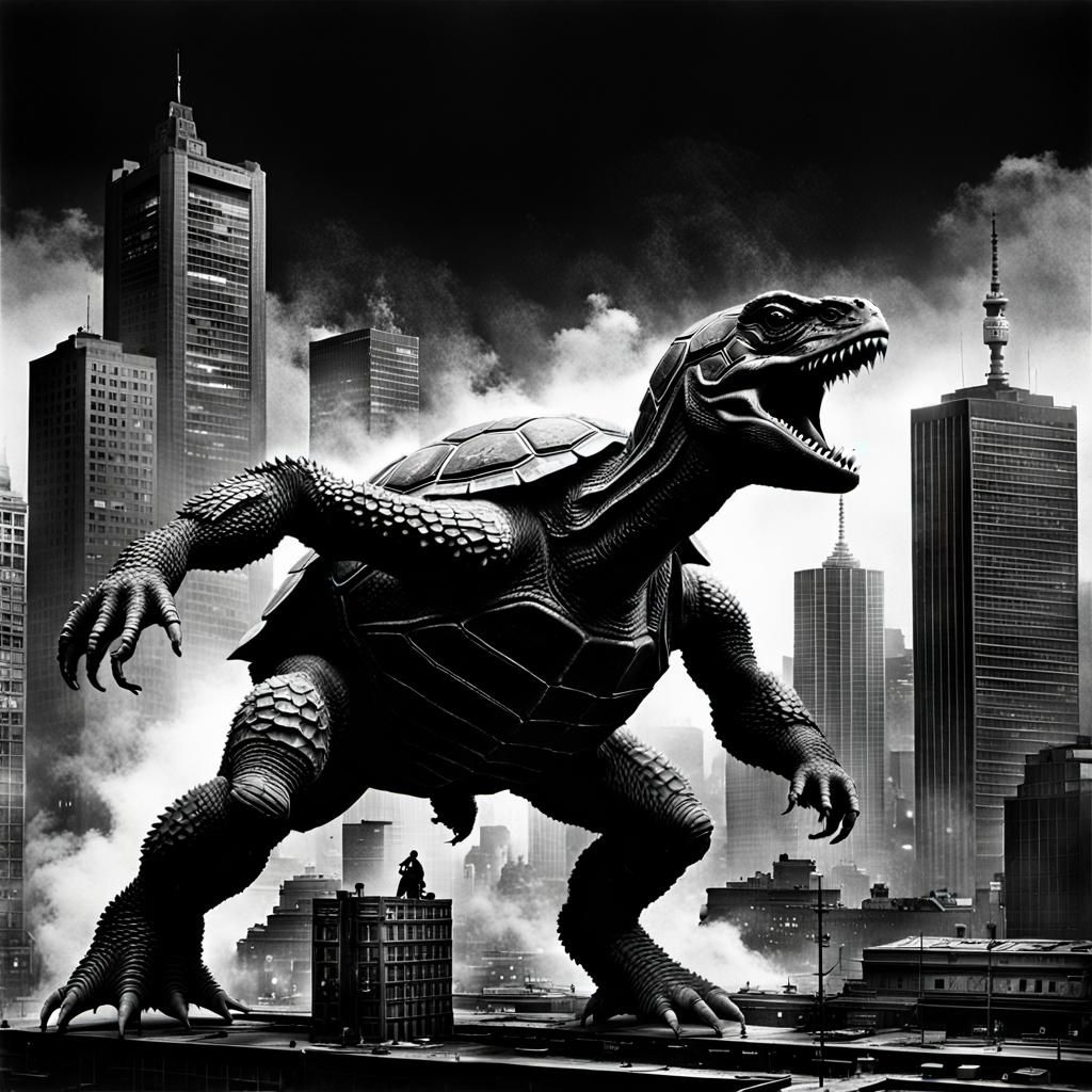 Gamera attacking Tokyo - AI Generated Artwork - NightCafe Creator