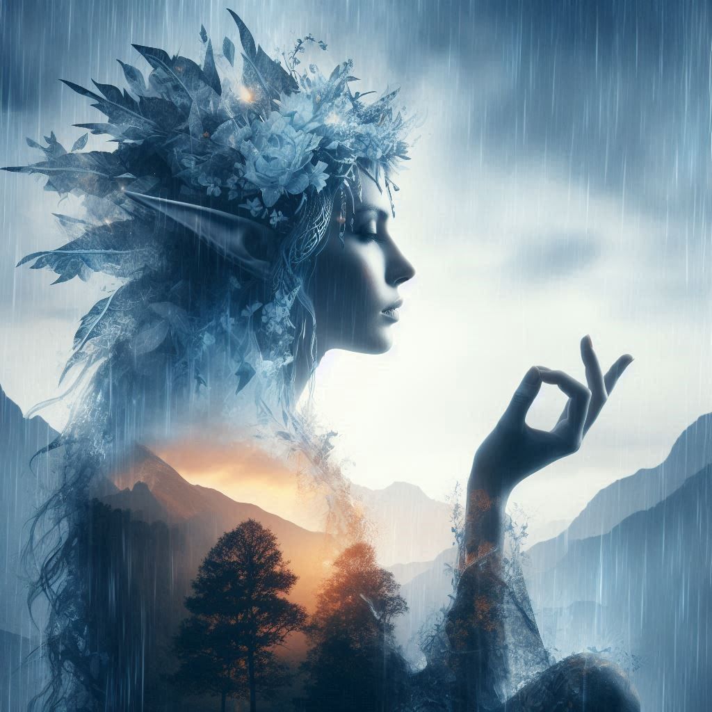 double exposure beautiful fantasy DALL-E 3 portrait landscap...