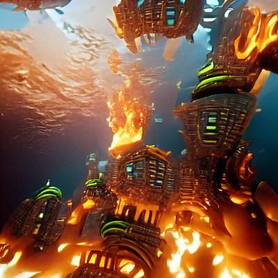 Underwater City on Fire