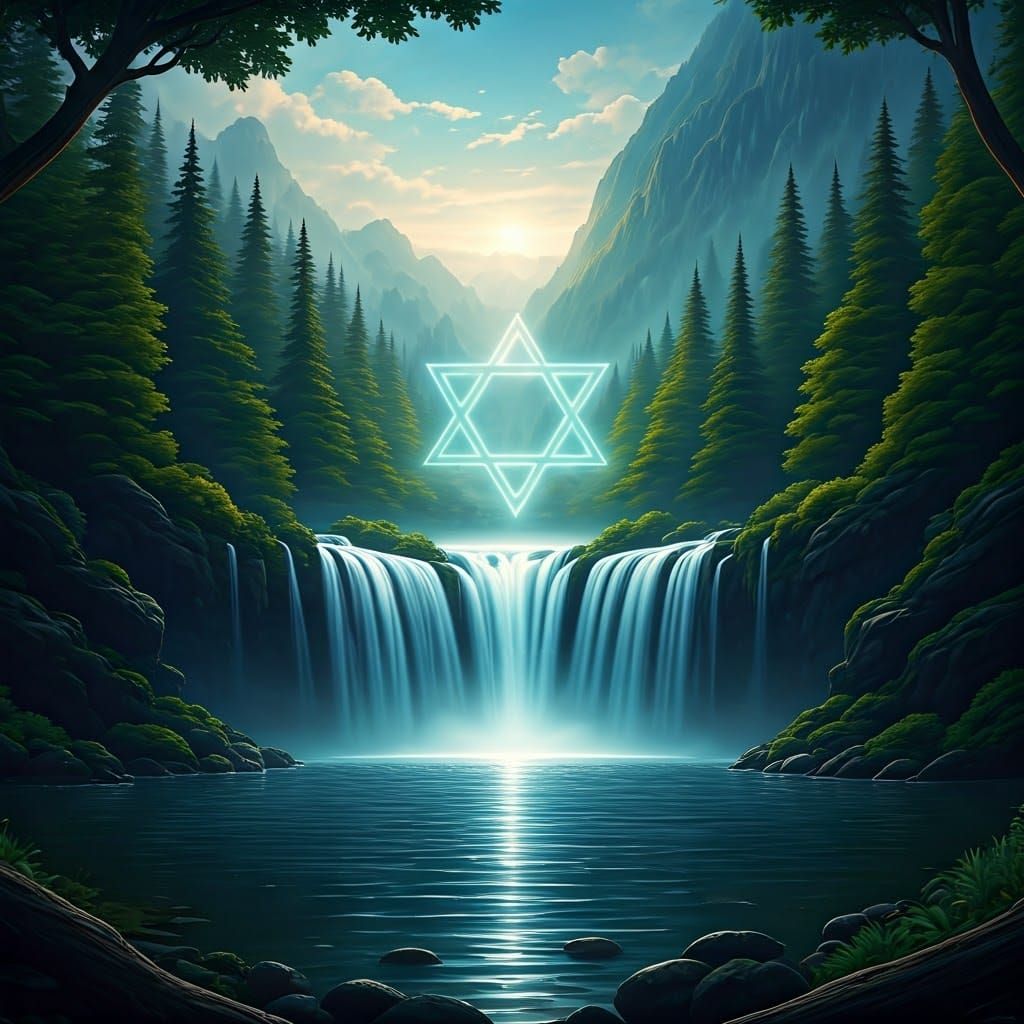 Primeval Dawn Ephemeral Star Amidst Ancient Forests