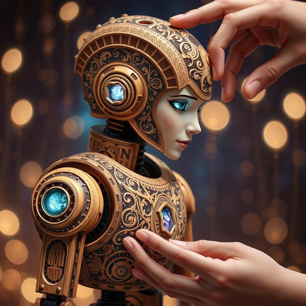 Futuristic Fine Craft Wooden Robot  by @Seraphine