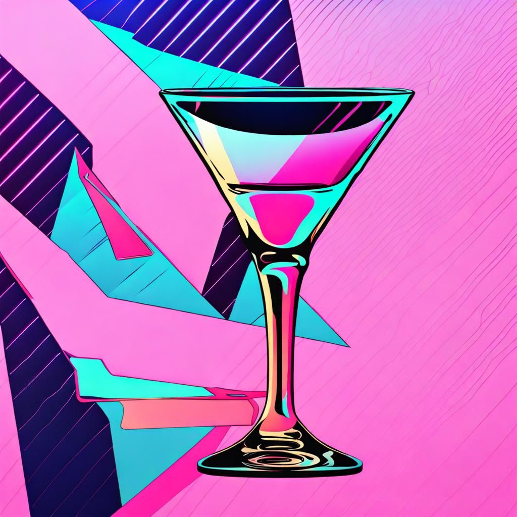 Martini glass vaporwave asthetic - AI Generated Artwork - NightCafe Creator