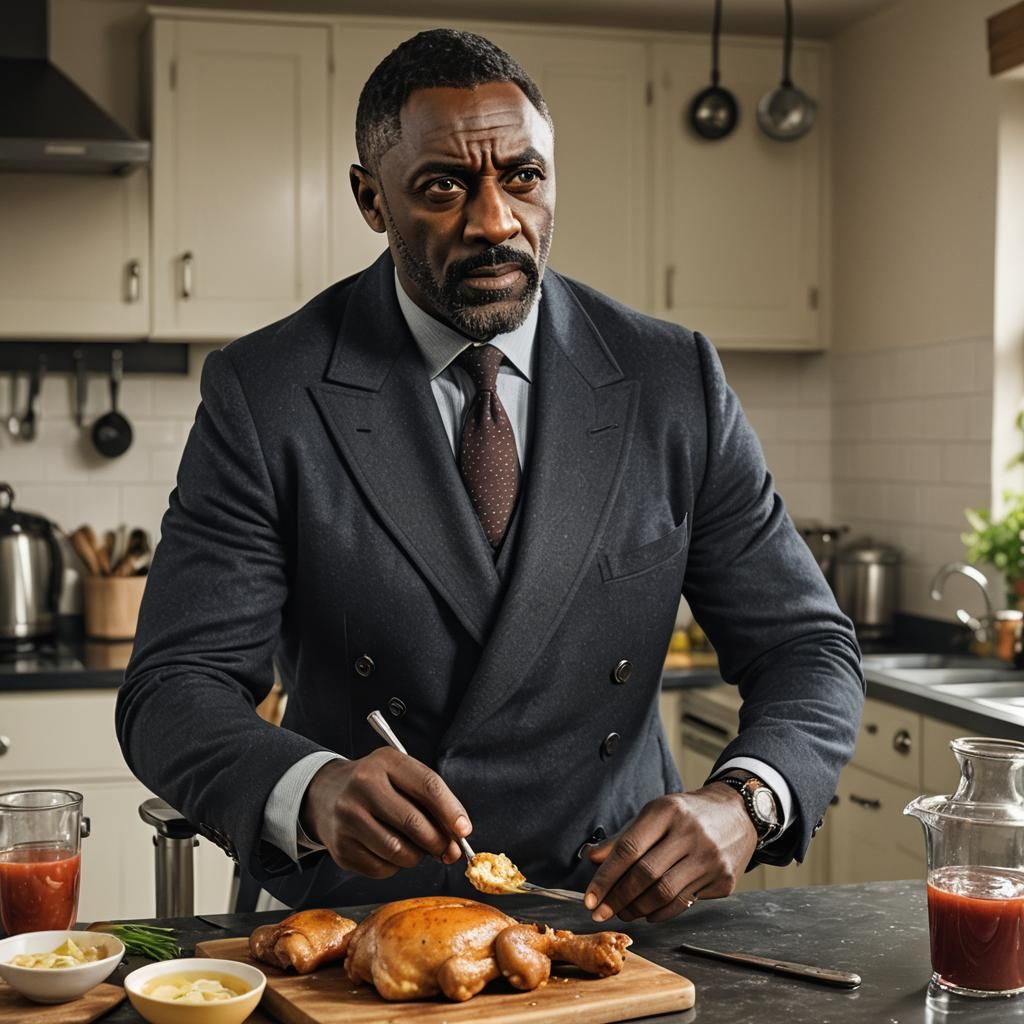 Luther with the murdered chicken.  by @Howardthe_duck