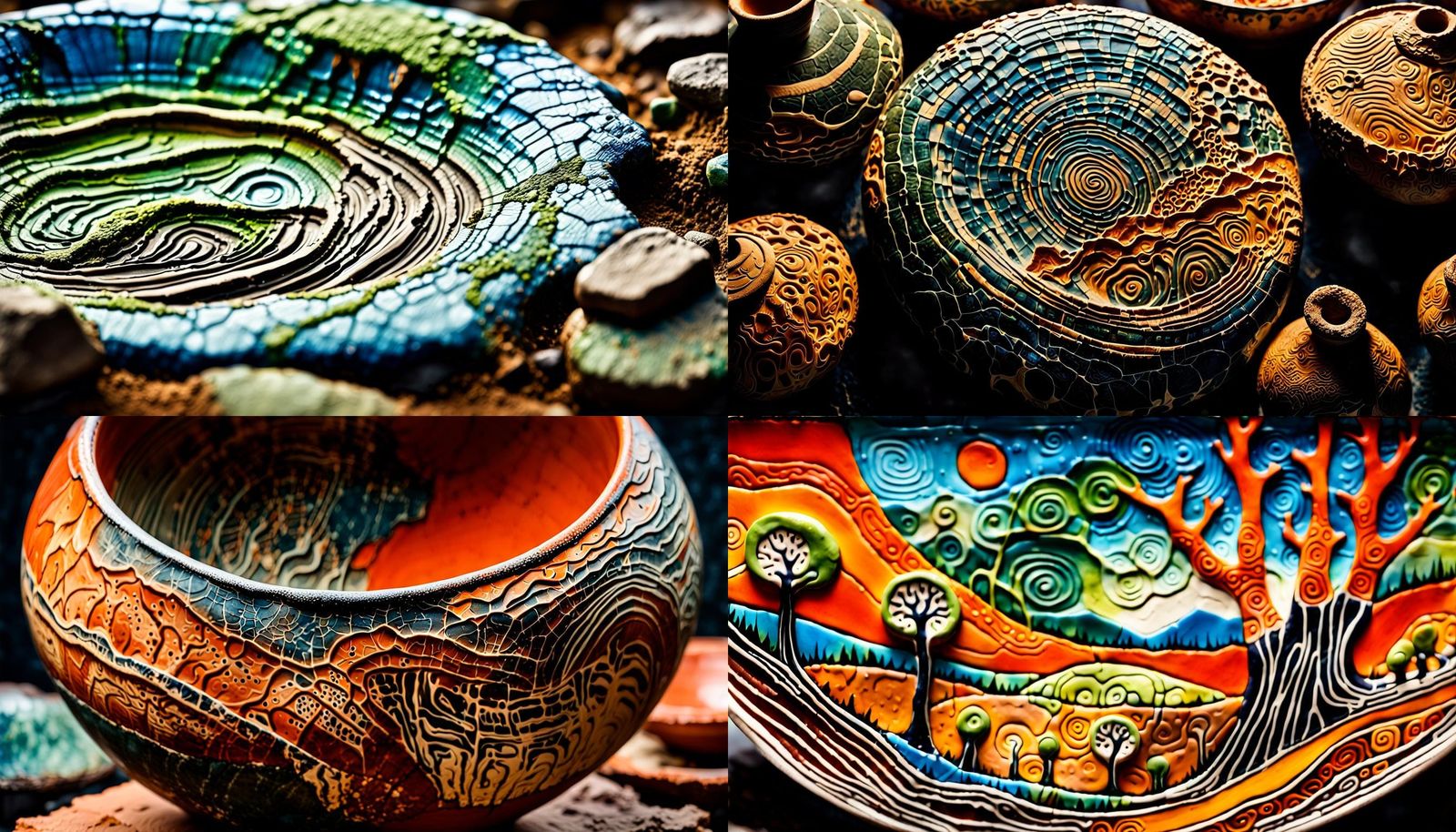 Sgraffito style pottery art depicting the event of when a ba...