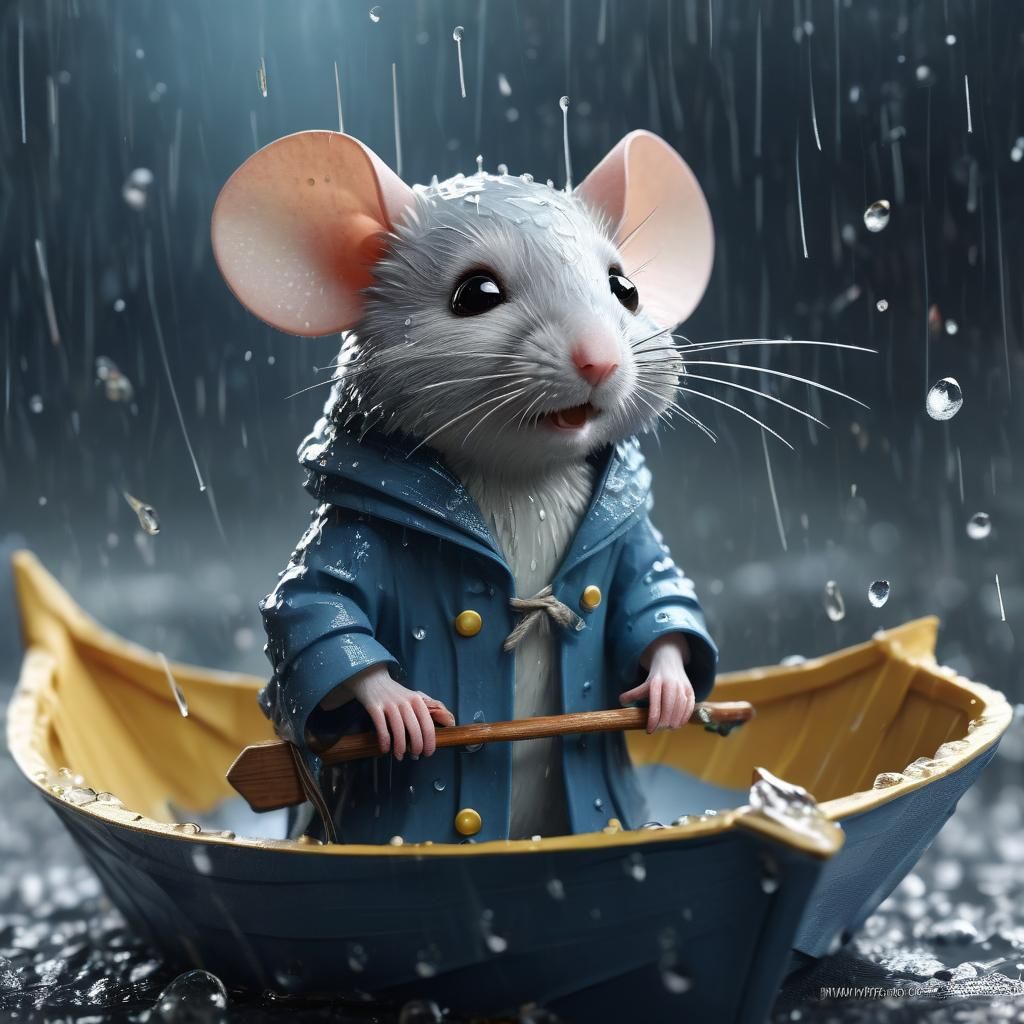 fairy tale digital close up  portrait   of cute mouse in a  ...