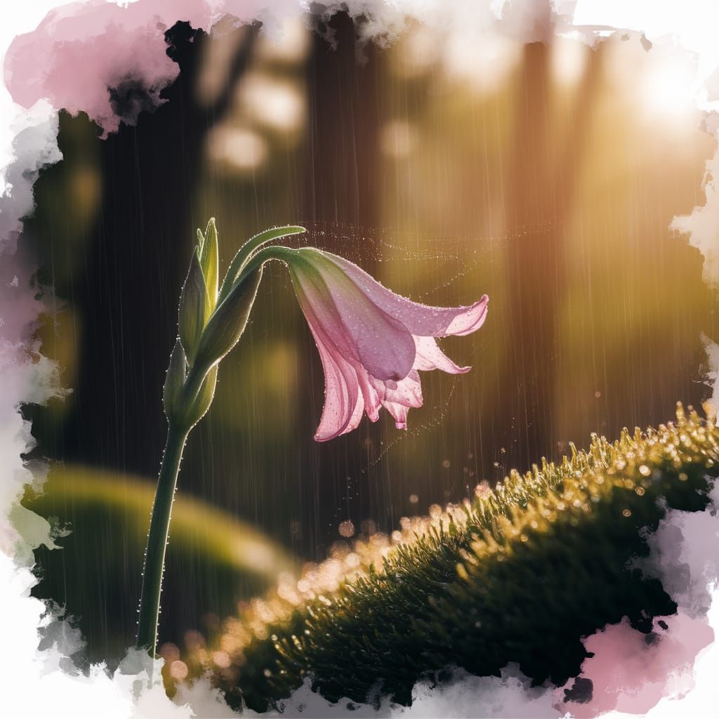  a pink tinged white gladiolus flower stem  by @Missysmom