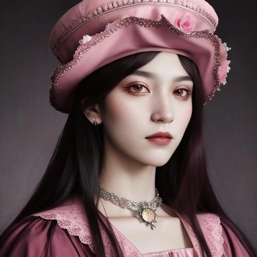 Renaissance Vampire King Portrait in Pink Hue