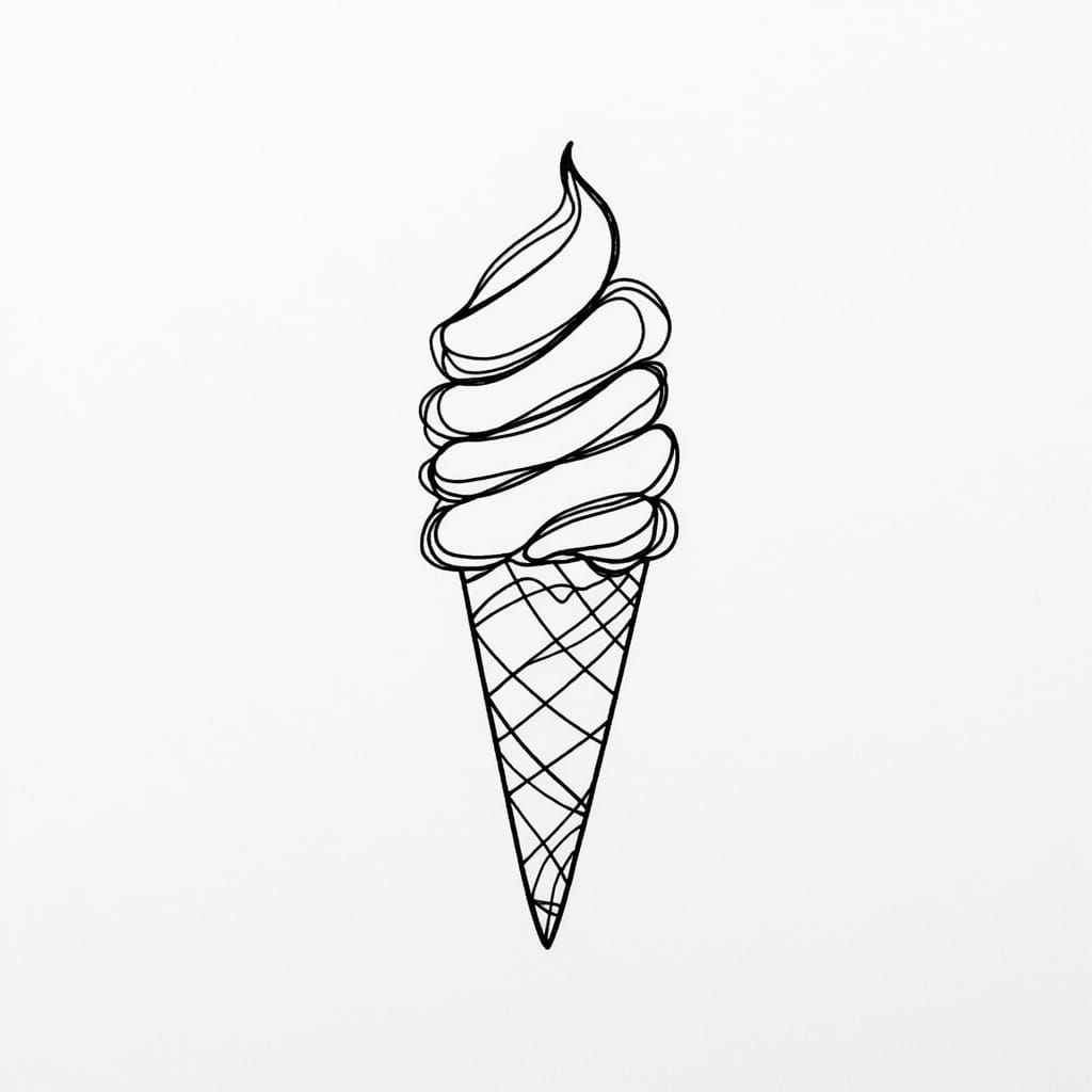  <lora:Outside The Lines:1.0> an icecream cone. single-line drawing
