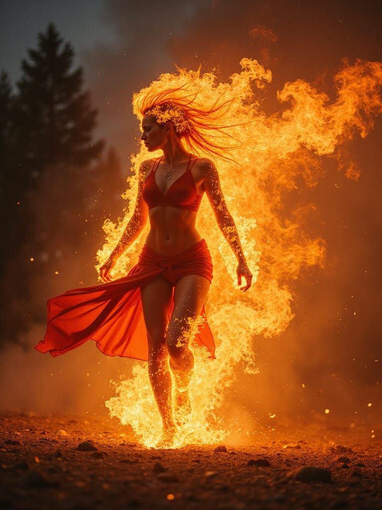 She's on fire. literally...