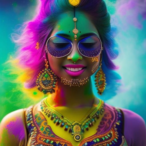 Modern Indian Woman at Holi: Festival of Colors