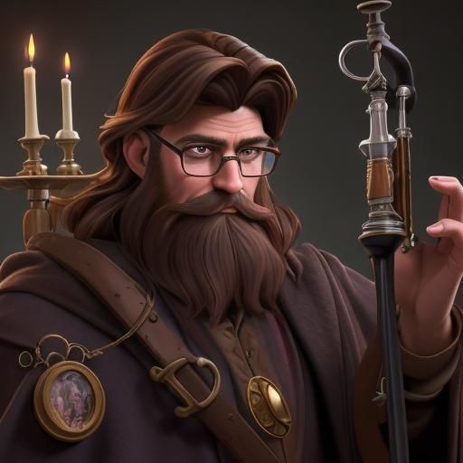 alchemist middle-aged human wizard, brown haired, bearded, Oom Paul in ...